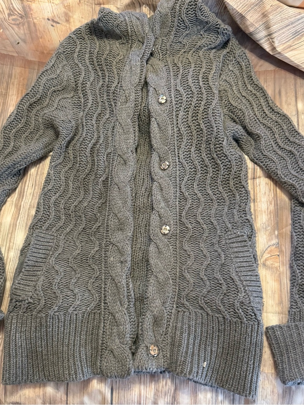 Cozy Cable Knit Button-Front Sweater Cardigan - Gray Vintage Y2K Zara